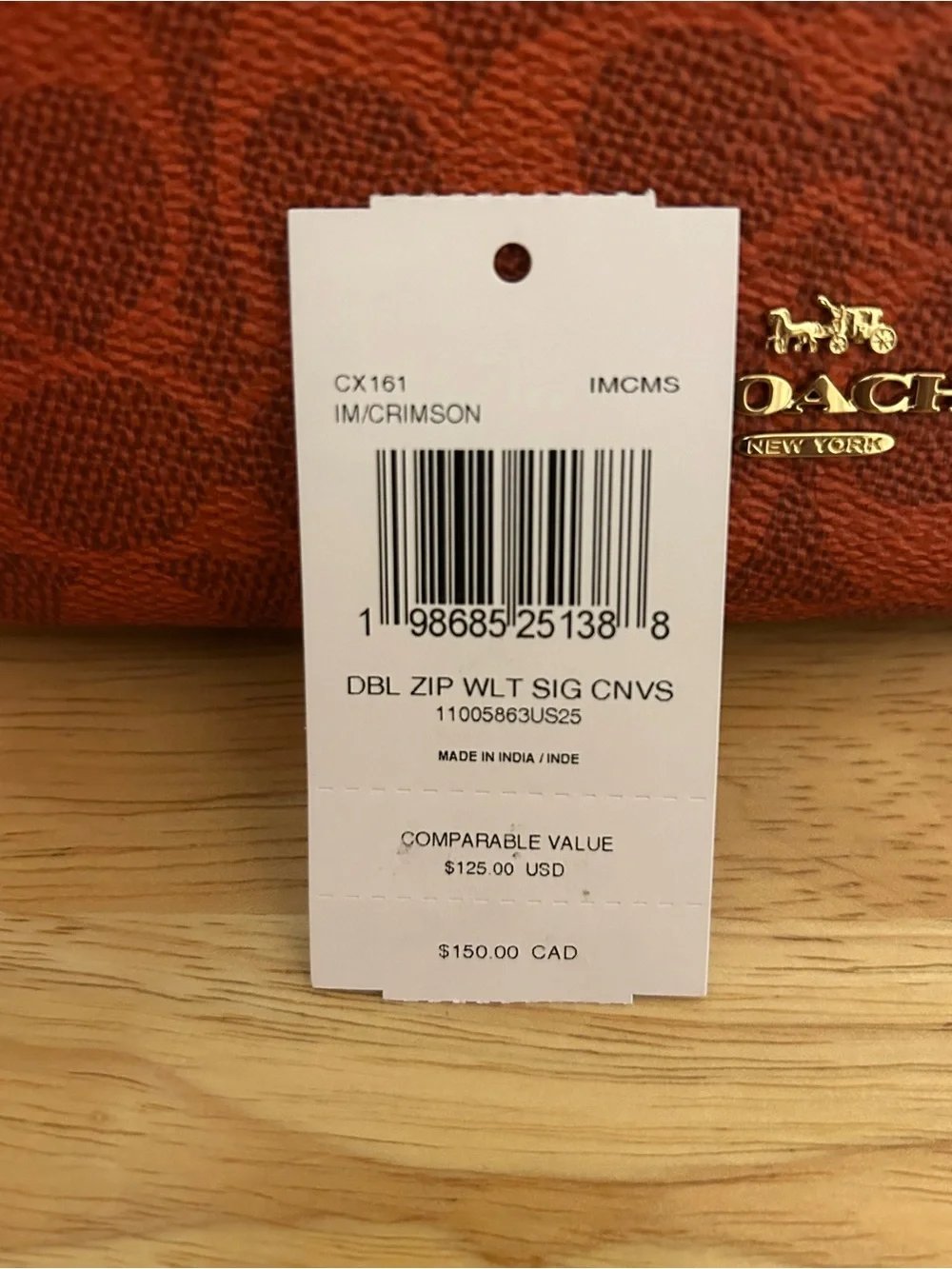 Coach Red Signature Double Zip Wristlet